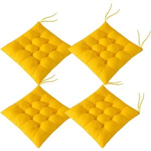 4 firkantede stolehynder 40x40 sædehynder Boligdekoration Quiltet måttepude, ideel til indendørs og udendørs brug (4 gule)
