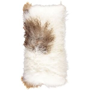 Natures Collection Cushion of Tibetan Sheepskin 28x56 cm - White/Brown Mix