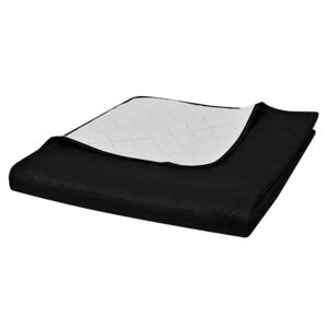 vidaXL Dobbeltsided quiltet sengetæppe sort/hvid 230 x 260 cm