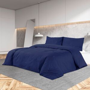 vidaXL sengetøj 220x240 cm bomuld marineblå