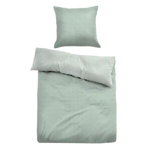 Tom Tailor Ternet sengetøj 140x200 cm - Stribet Sengelinned i 100% bomuld - Grøn - Vendbart design -
