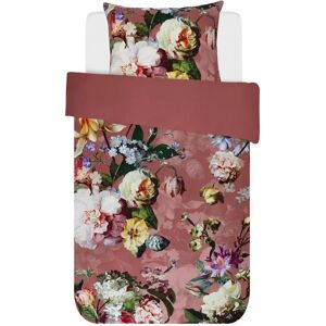 Essenza Blomstret sengetøj - 140x220 cm - Fleur dusty rosa - Sengesæt med 2 design - 100% bomuldssatin -