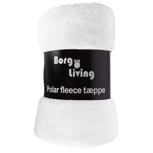 Borg Living Fleece tæppe - Hvidt - 150x200 cm - Blødt og lækkert sofatæppe -