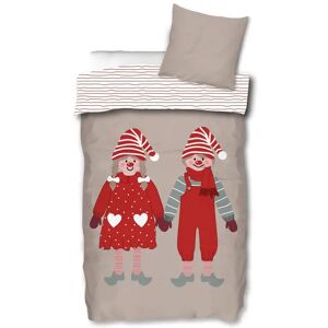 Licens Jule sengetøj 140x220 cm - Nissefar og nissemor - Vendbar sengesæt i 100% bomuld