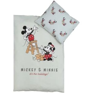 Borg Living Jule sengetøj til baby 70x100 cm  - Mickey og Minnie - Julemotiv i mintgrøn - 100% bomuld