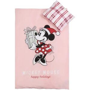 Licens Jule sengetøj junior - 100x140cm - Minnie Mouse - Julemotiv Rosa- 100% bomuld