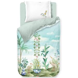 Pip Studio Blomstret sengetøj - 140x220 cm - Jolie white - Sengesæt med 2 i 1 design - 100% bomuld -  sengetøj