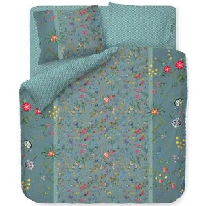 Pip Studio Blomstret sengetøj 200x220cm - Petites Fleurs - Blåt sengetøj dobbeltdyne - 2 i 1 design - 100% bomuld -