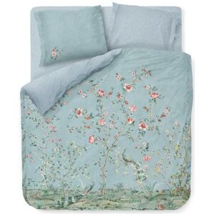 Pip Studio Dobbeltdyne sengetøj 200x200 cm - Okinawa blue - Blomstret sengetøj - 2 i 1 design - 100% bomuld -