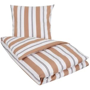 Nordstrand Home Stribet sengetøj 140x220 cm - Rikke brun - Sengesæt i 100% bomuld -