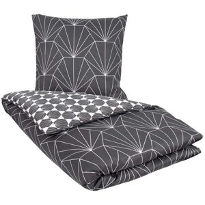 Borg Living Sengesæt 140x200 cm - Hexagon grå - 2 i 1 design - 100% bomuldssatin sengetøj - By Night
