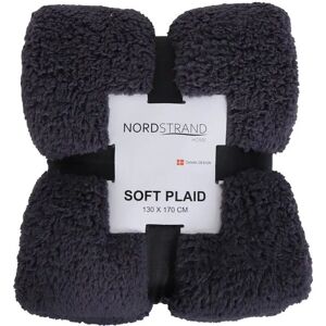 Borg Living Plaid i teddy fleece - 130x170 cm - Antracitgrå - Blødt tæppe fra Nordstrand