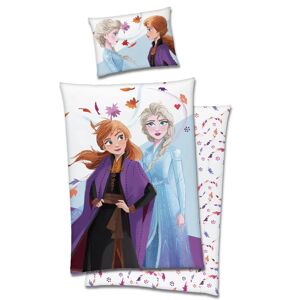 Licens Frost sengetøj - 140x200 cm - Anna og Elsa sengetøj - 100% bomulds sengesæt Frozen