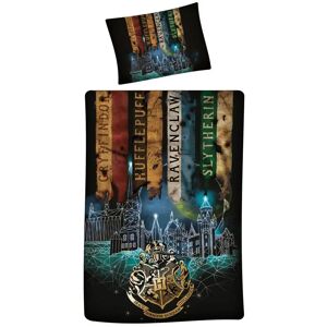Licens Harry Potter sengetøj - 140x200 cm - The deathly hallows sengesæt - 2 i 1 design - Dynebetræk i 100% bomuld