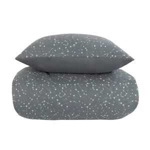 Borg Living Dobbeltdyne sengetøj 200x200 cm - Zodiac grey - Stjernebillede - Dynebetræk i 100% Bomuld -