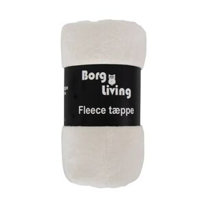 Borg Living Fleece tæppe - Hvidt - 150x200 cm - Blødt og lækkert sofatæppe -