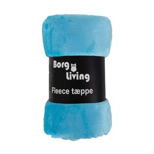 Borg Living Fleece tæppe - Lyseblå - 150x200 cm - Blødt og lækkert sofatæppe -