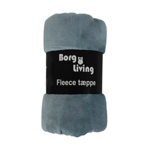 Borg Living Fleece tæppe - Støvet blå - 150x200 cm - Blødt og lækkert sofatæppe -