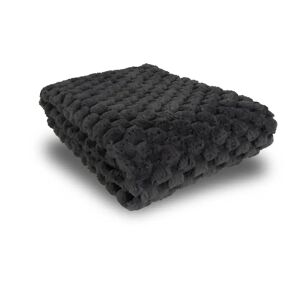 Nordstrand Home Plaid i fake fur - 135x190 cm - Gråt tæppe med vaffelstruktur - Ekstra tykt og blødt -