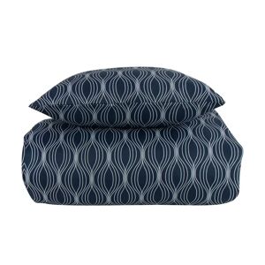 Sengetøj 140x200 cm - Wave blåt sengesæt - IN Style sengelinned i mikrofiber