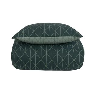 Borg Living Sengetøj 150x210 cm - Harlequin grøn - Dynebetræk med 2 design - Sengelinned i 100% Bomuld -
