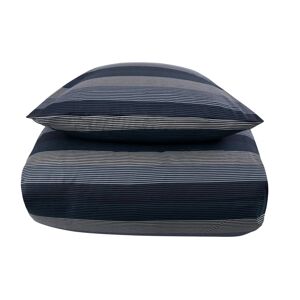 Borg Living Stribet sengetøj 150x210 cm - 100% Blødt bomuldssatin - Big Stripes Blue - By Night sengesæt