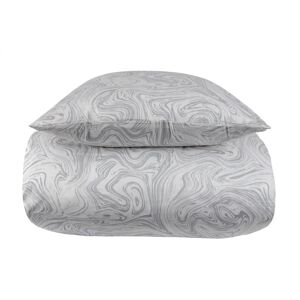 Borg Living Mønstret sengetøj 140x200 cm - 100% Blødt bomuldssatin - Marble light grey - By Night sengesæt