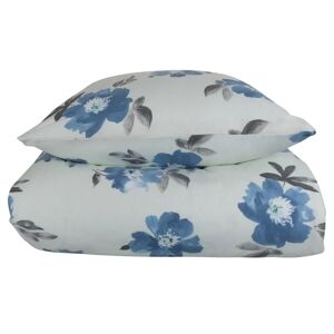 Nordstrand Home Flonel sengetøj - 140x220 cm - Blomstret sengetøj blå - 100% Bomuld - Gardenia blå -  sengesæt