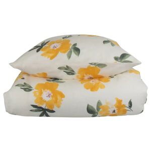 Nordstrand Home Flonel sengetøj - 140x220 cm - Blomstret sengetøj gul - 100% Bomuld - Gardenia gul -  sengesæt