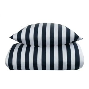 Borg Living Stribet sengetøj til dobbeltdyne - 200x200 cm - Blødt bomuldssatin - Nordic Stripe - Blåt og hvidt sengesæt