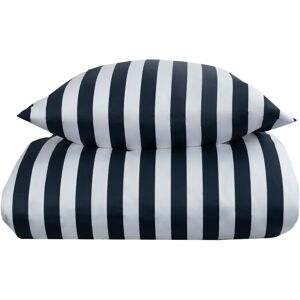 Borg Living Stribet sengetøj til king size dyne - 240x220 cm - Blødt bomuldssatin - Nordic Stripe - Blåt og hvidt sengesæt