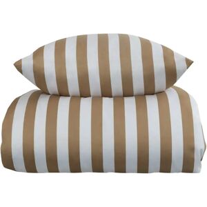 Borg Living Stribet sengetøj til king size dyne - 240x220 cm - Blødt bomuldssatin - Nordic Stripe - Sand og hvidt sengesæt