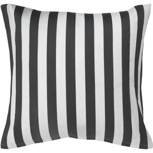 Borg Living Pudebetræk 60x63 cm - Blødt bomuldssatin - Nordic Stripe - Mørkegråt og hvidt