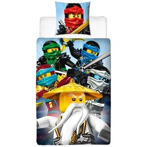 Licens Ninjago sengetøj 140x200 cm - Master Wu - Ninjago lego sengetøj børn - 2 i 1 design - Sengesæt i 100% bomuld