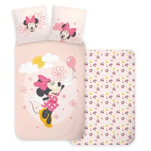 Licens Minnie Mouse sengetøj - 140x200 cm - Minnie med ballon - Børne sengesæt i 100% bomuld