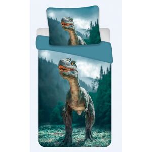 Licens Dinosaur sengetøj - 140x200 cm - Raptor - Dynebetræk med 2 i 1 design - Dino sengesæt i 100% bomuld