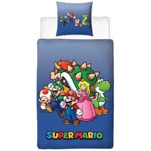 Licens Super Mario sengetøj - 150x210 cm - The team - Dynebetræk med 2 i 1 design - 100% bomuld