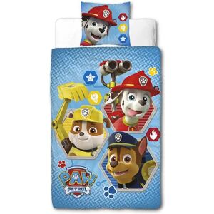 Licens Paw Patrol sengetøj - 140x200 cm - Marshall, Rubble og Chase -  Sengesæt med 2 i 1 design - 100% bomuld