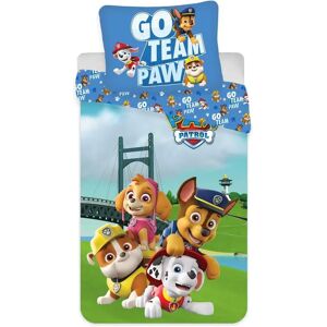 Licens Paw Patrol Juniorsengetøj 100x140 cm - Go team Paw - 2 i 1 design - 100% bomuld