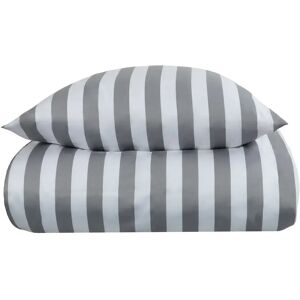 Borg Living Stribet sengetøj - 140x220 cm - Blødt bomuldssatin - Nordic Stripe - Gråt og hvidt sengesæt