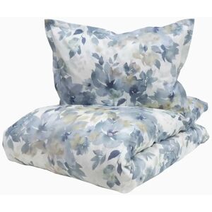Turiform sengetøj - 140x200 cm - Tia blå - Blomstret sengetøj - 100% Bomuldssatin sengesæt