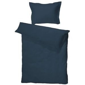 Turiform Junior sengetøj 100x140 cm - Ensfarvet blåt sengetøj - sengesæt i 100% Egyptisk Bomuldssatin - Mørkeblå -