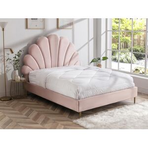 Unique Cama 160 x 200 cm - Terciopelo - Rosa - LIVAYA