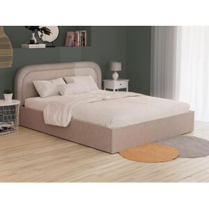 Unique Cama arcón - 160 x 200 cm - Tela bouclette - Beige - FIREZA