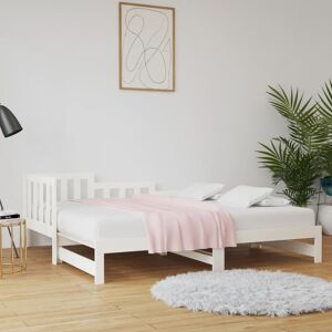 vidaXL Sofá cama extraíble madera maciza de pino blanco 2x(90x190) cm