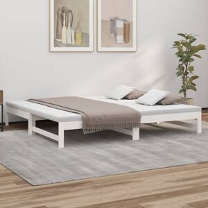 vidaXL Sofá cama extraíble madera maciza de pino blanco 2x(80x200) cm