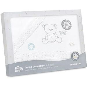 Sábanas Minicuna bebé Patitos Blanco Gris- Interbaby 100% algodón