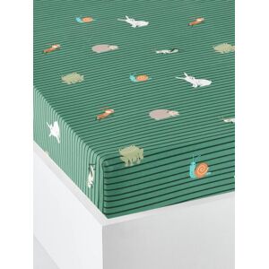 VERTBAUDET Sábana bajera infantil Estudio Animal de algodón orgánico* verde oscuro estampado