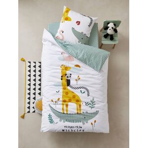 VERTBAUDET Conjunto de funda nórdica + funda de almohada infantil Happy'ramide blanco claro liso con motivos