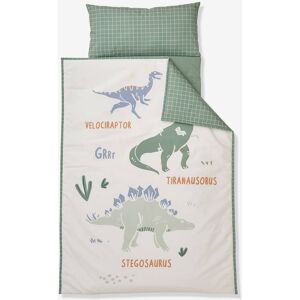 VERTBAUDET Manta de siesta para escuela infantil MINILI DINOS personalizable verde medio liso con motivos